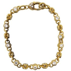 Judith Ripka Sterling Silver Gold-Tone CZ Link Bracelet #21219